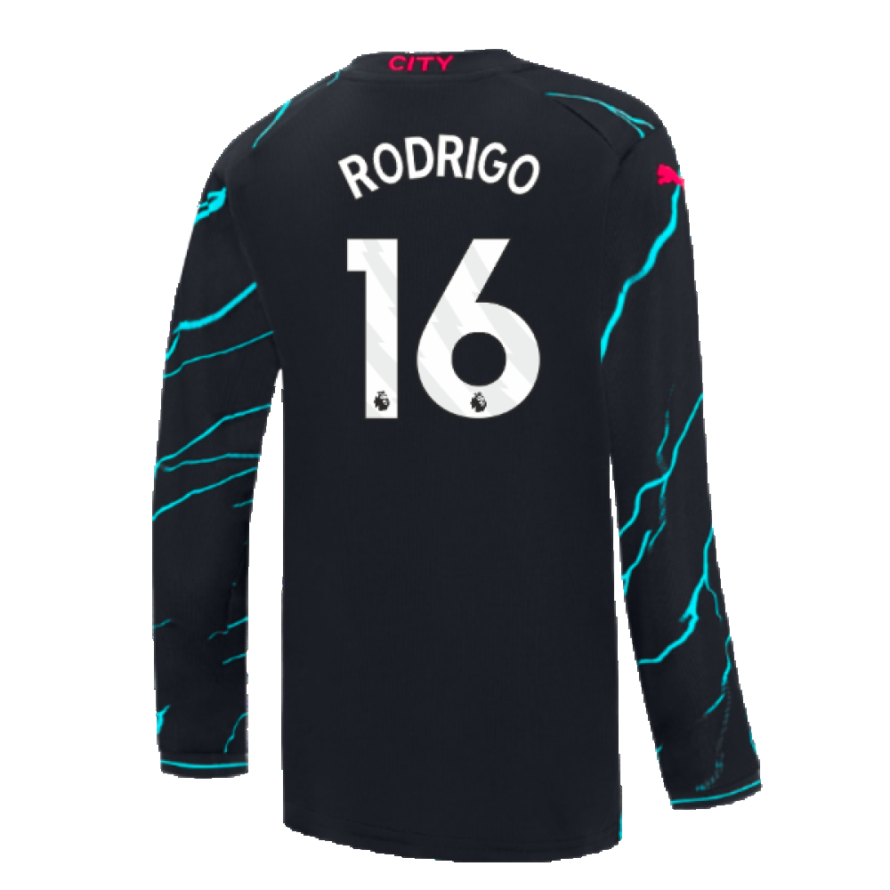 2023-2024 Man City Long Sleeve Third Shirt (Kids) (RODRIGO 16)