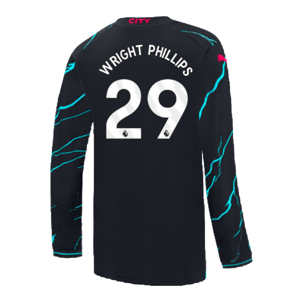 2023-2024 Man City Long Sleeve Third Shirt (Kids) (WRIGHT PHILLIPS 29)