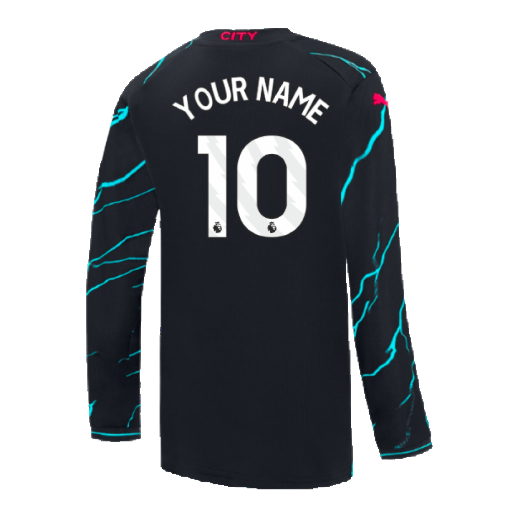 2023-2024 Man City Long Sleeve Third Shirt (Kids) (Your Name)