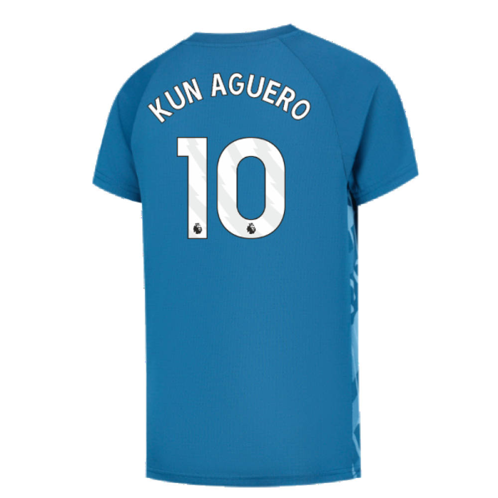 2023-2024 Man City Pre-Match Jersey (Lake Blue) - Kids (KUN AGUERO 10)