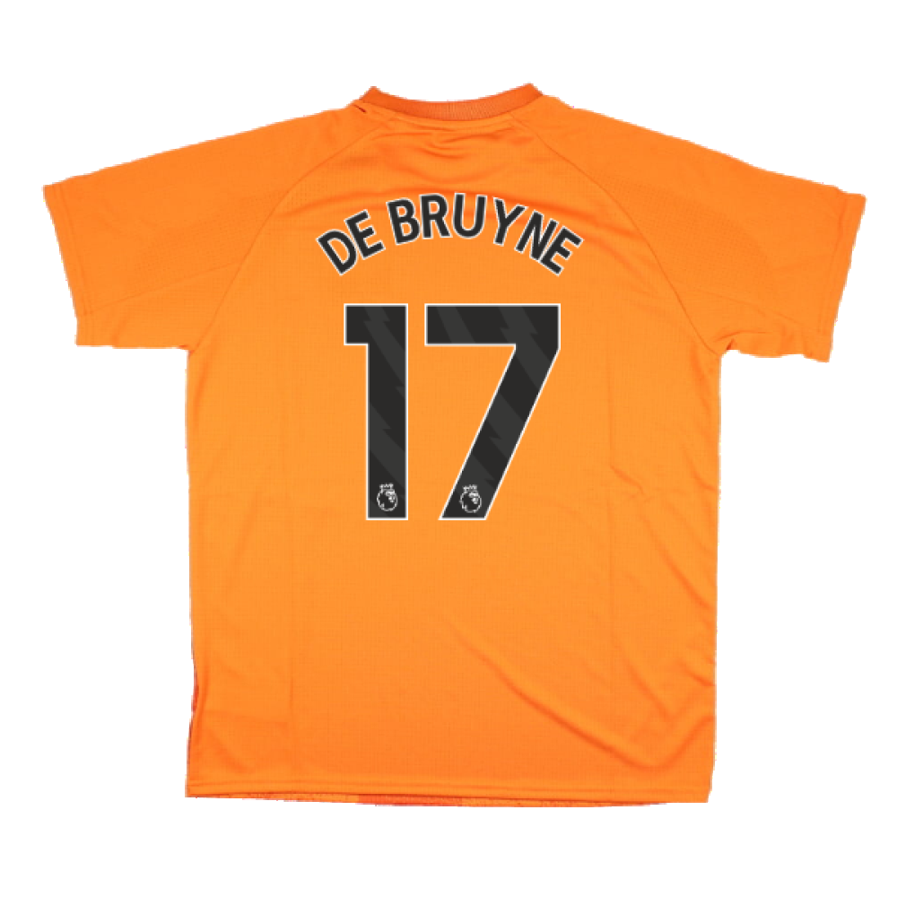 2023-2024 Man City Pre-Match Jersey (Orange) - Kids (DE BRUYNE 17)