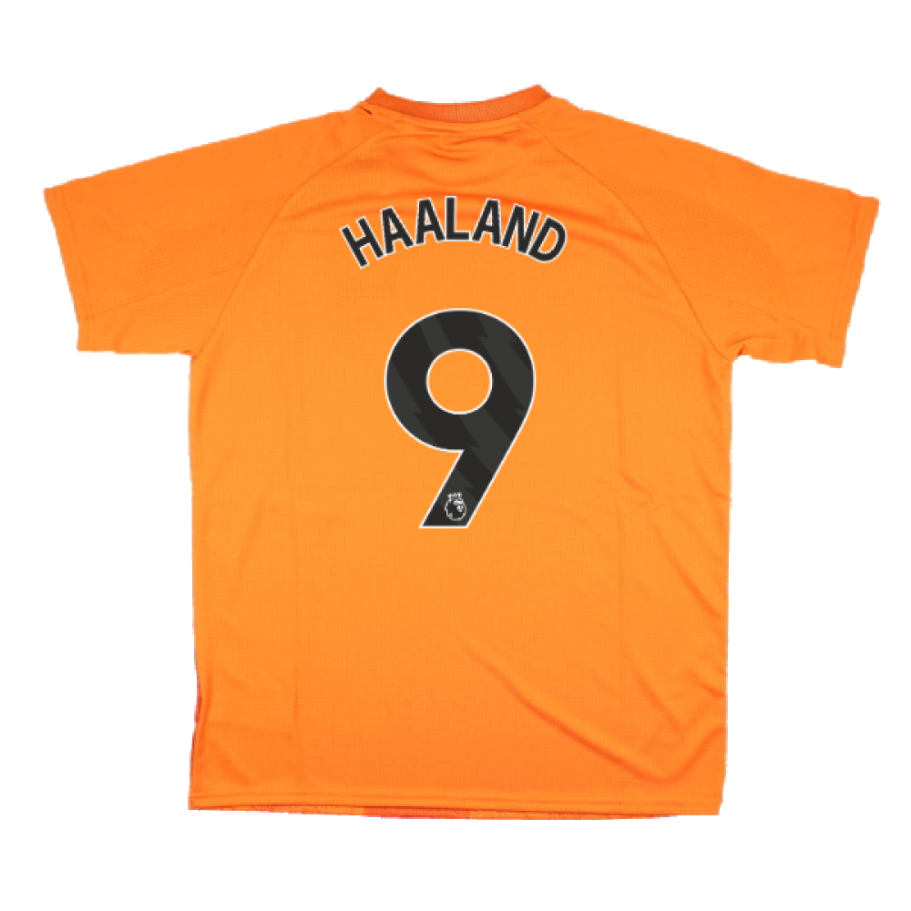 2023-2024 Man City Pre-Match Jersey (Orange) - Kids (HAALAND 9)