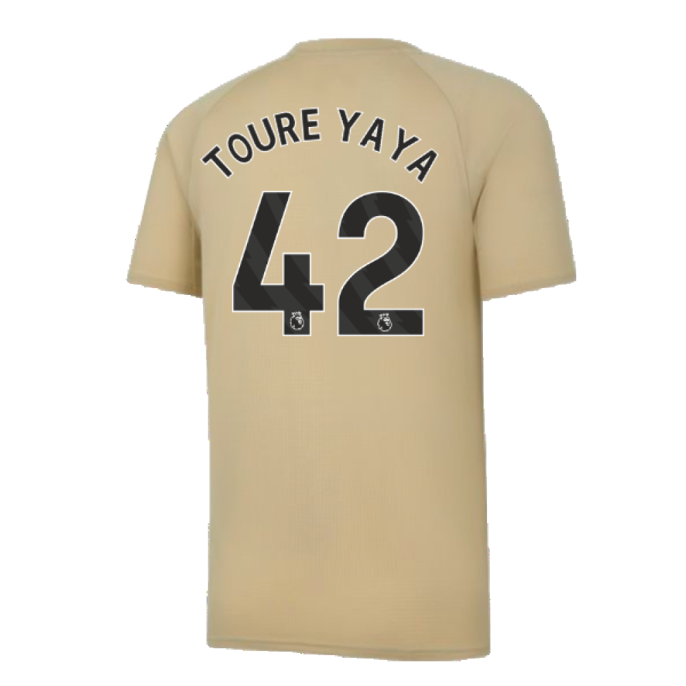 2023-2024 Man City Prematch SS Jersey (Granola) - Kids (TOURE YAYA 42)