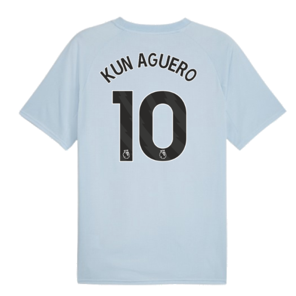 2023-2024 Man City Prematch SS Jersey (Silver Sky) - Kids (KUN AGUERO 10)