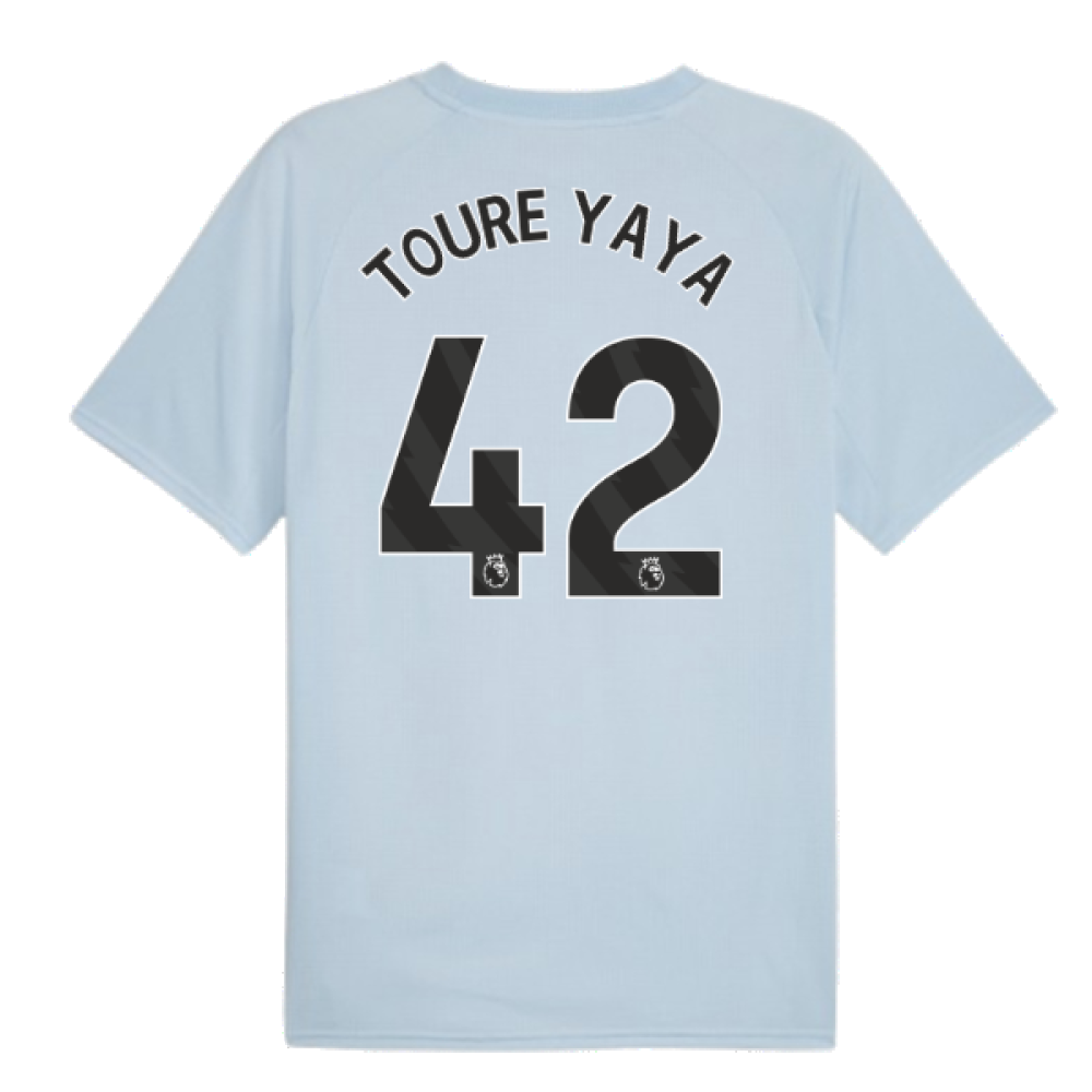 2023-2024 Man City Prematch SS Jersey (Silver Sky) (TOURE YAYA 42)