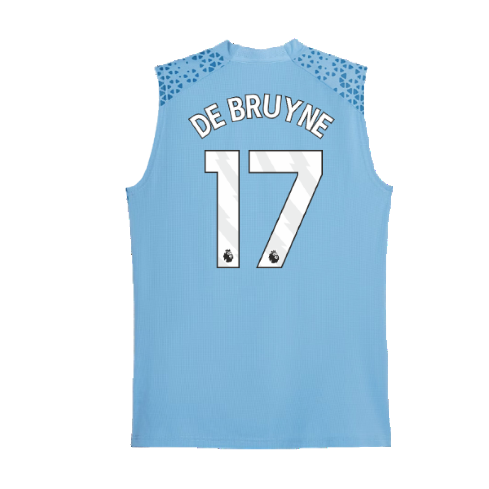 2023-2024 Man City Sleeveless Training Jersey (Light Blue) (DE BRUYNE 17)