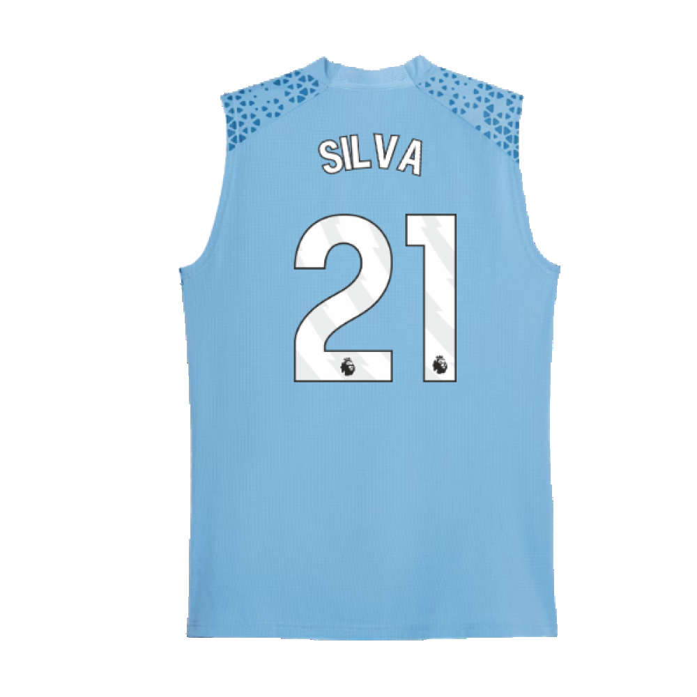 2023-2024 Man City Sleeveless Training Jersey (Light Blue) (SILVA 21)