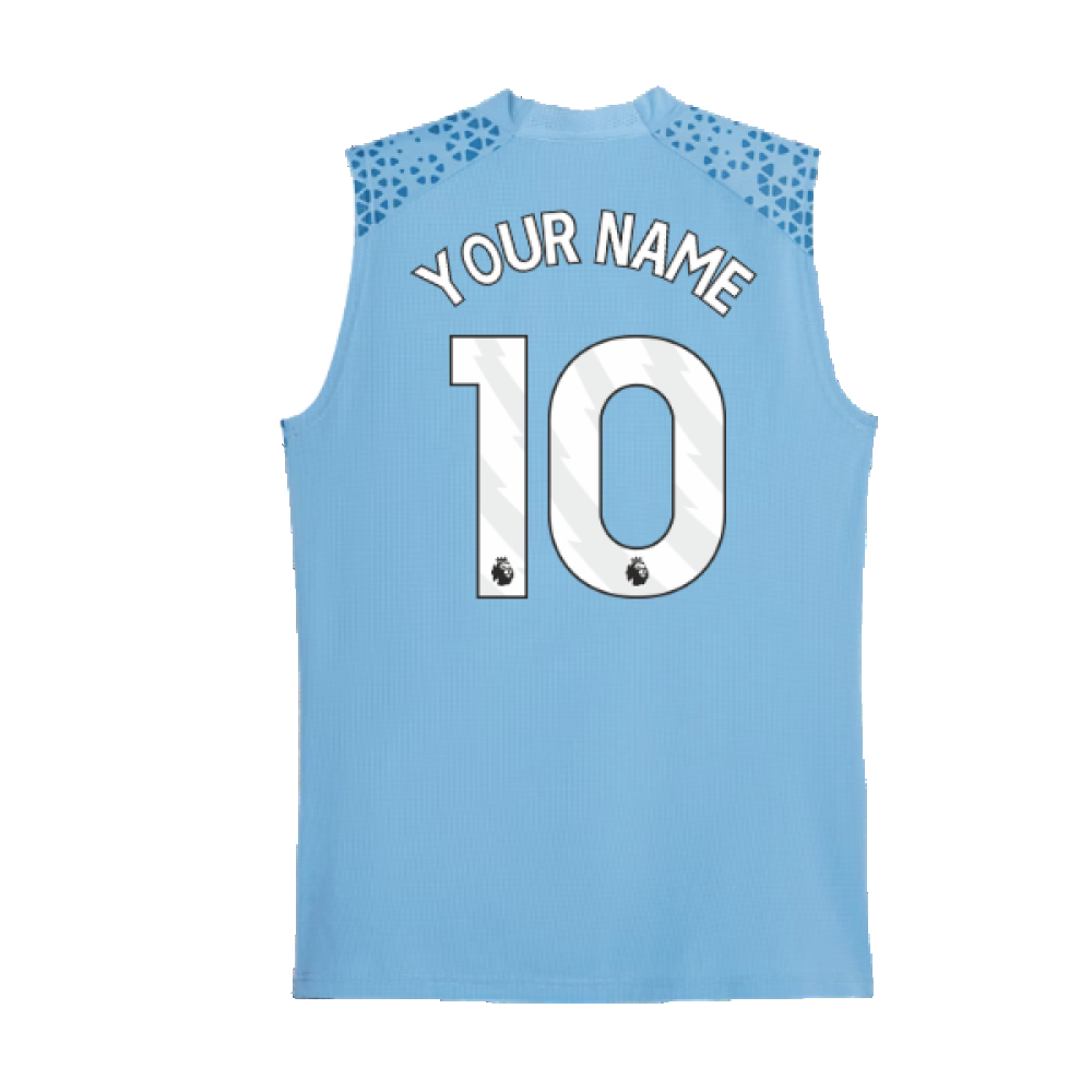 2023-2024 Man City Sleeveless Training Jersey (Light Blue) (Your Name)