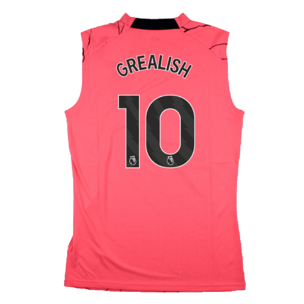 2023-2024 Man City Sleeveless Training Jersey (Sunset Glow) (GREALISH 10)