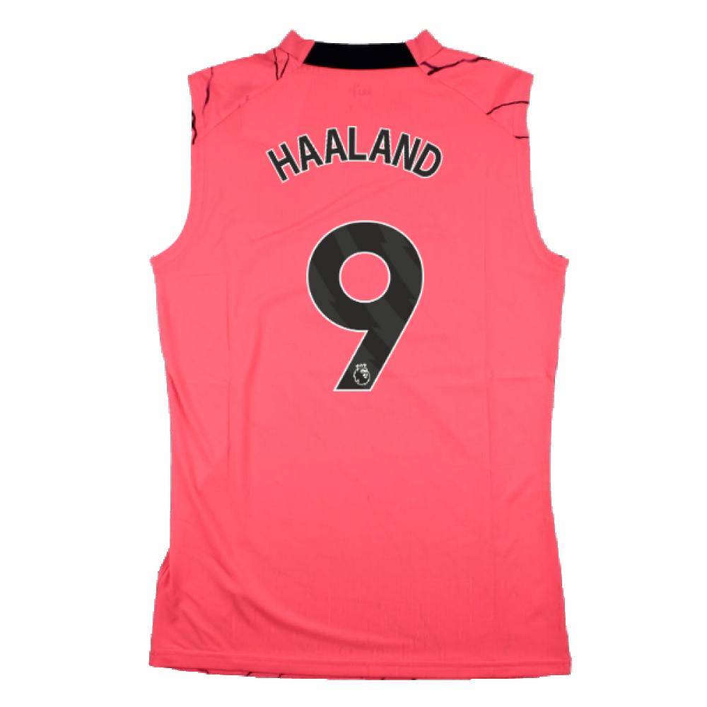 2023-2024 Man City Sleeveless Training Jersey (Sunset Glow) (HAALAND 9)