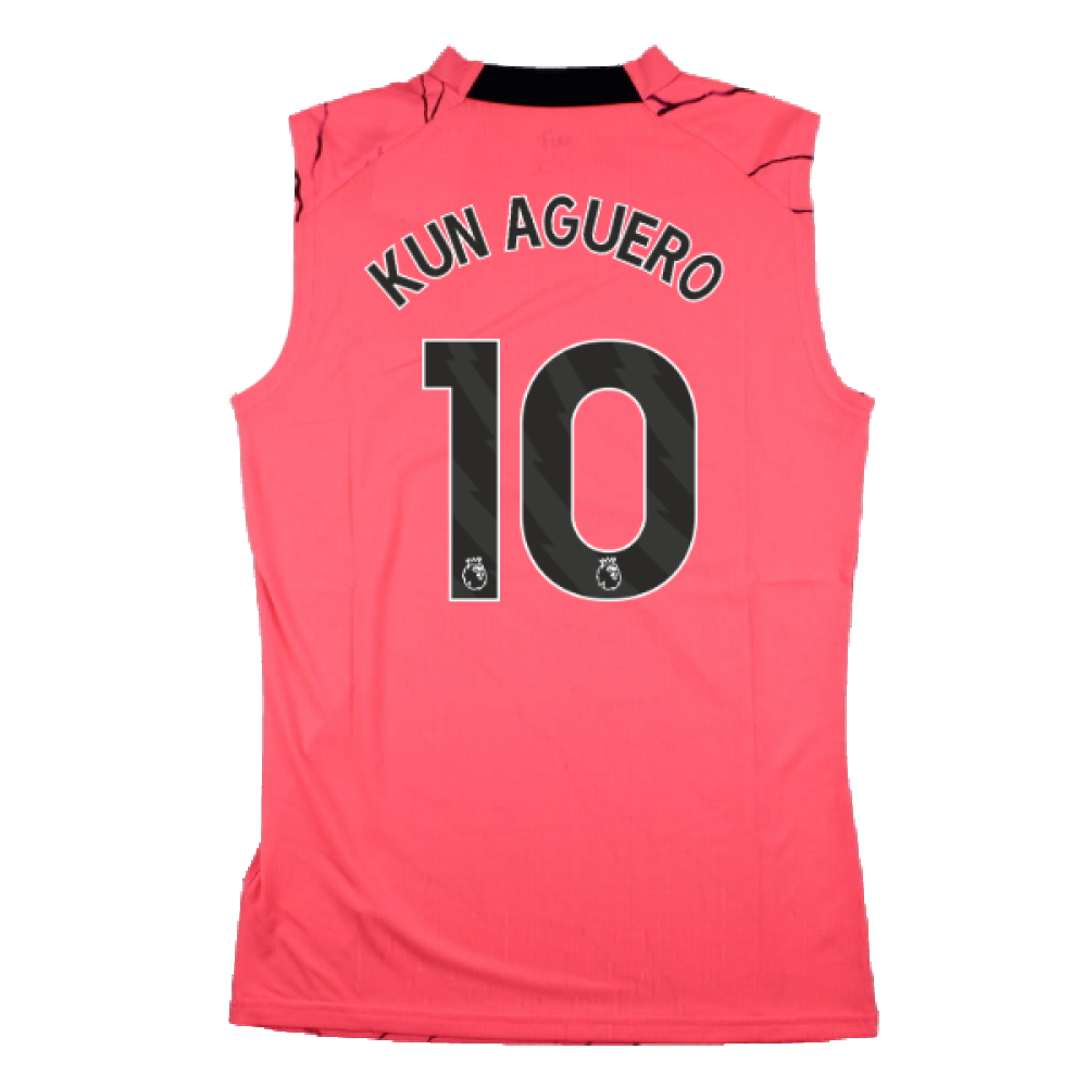 2023-2024 Man City Sleeveless Training Jersey (Sunset Glow) (KUN AGUERO 10)