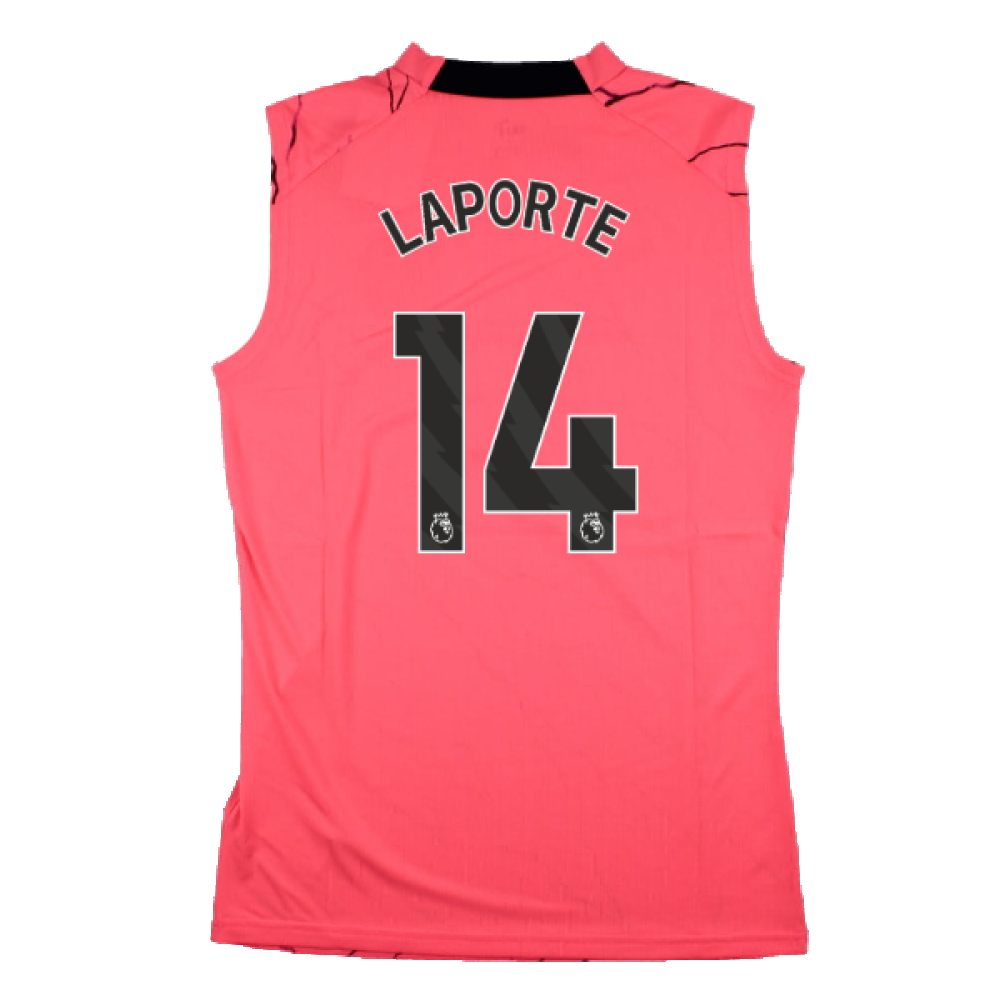 2023-2024 Man City Sleeveless Training Jersey (Sunset Glow) (LAPORTE 14)