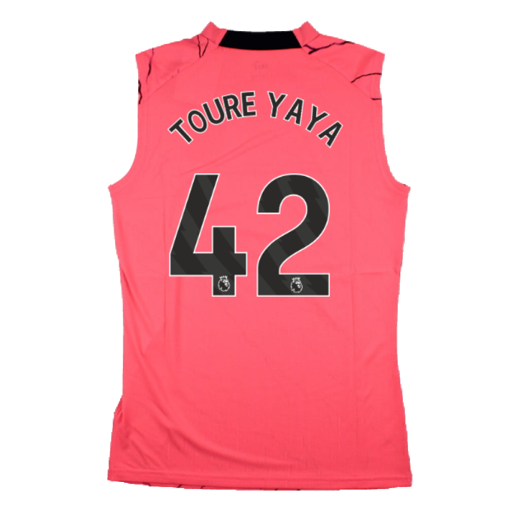 2023-2024 Man City Sleeveless Training Jersey (Sunset Glow) (TOURE YAYA 42)