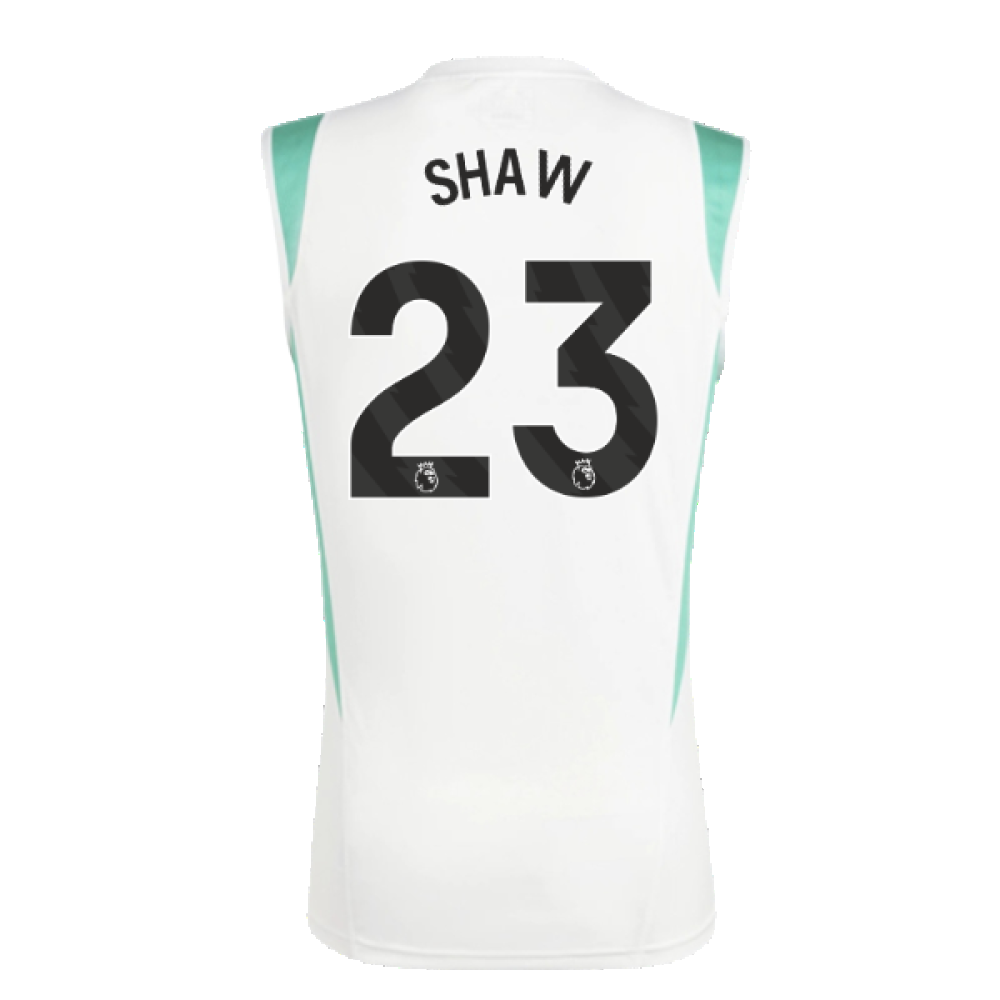 2023-2024 Man Utd Sleeveless Jersey (White) (Shaw 23)