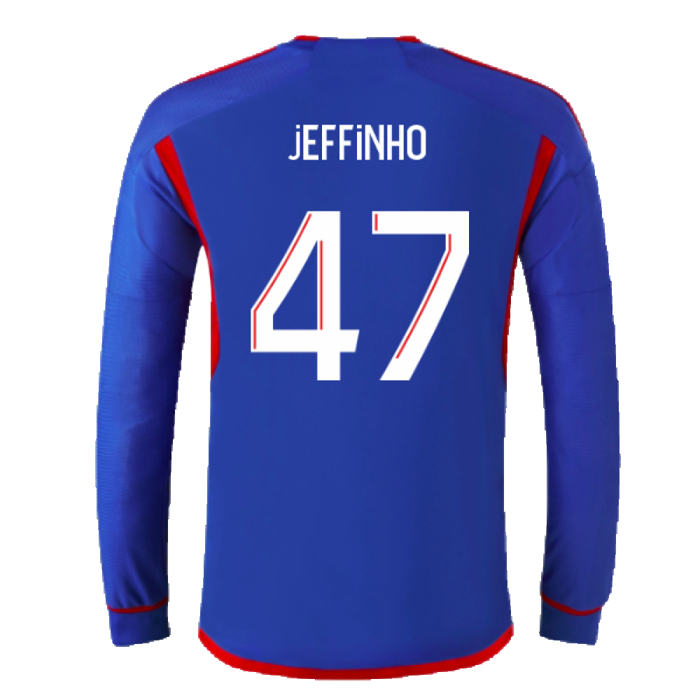 2023-2024 Olympique Lyon Long Sleeve Away Shirt (Jeffinho 47)