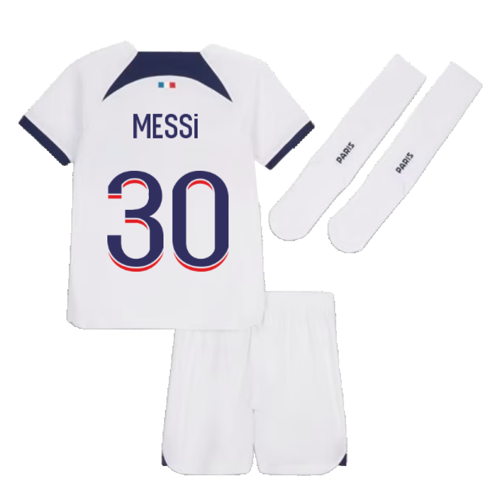 2023-2024 PSG Away Little Boys Mini Kit (Messi 30)