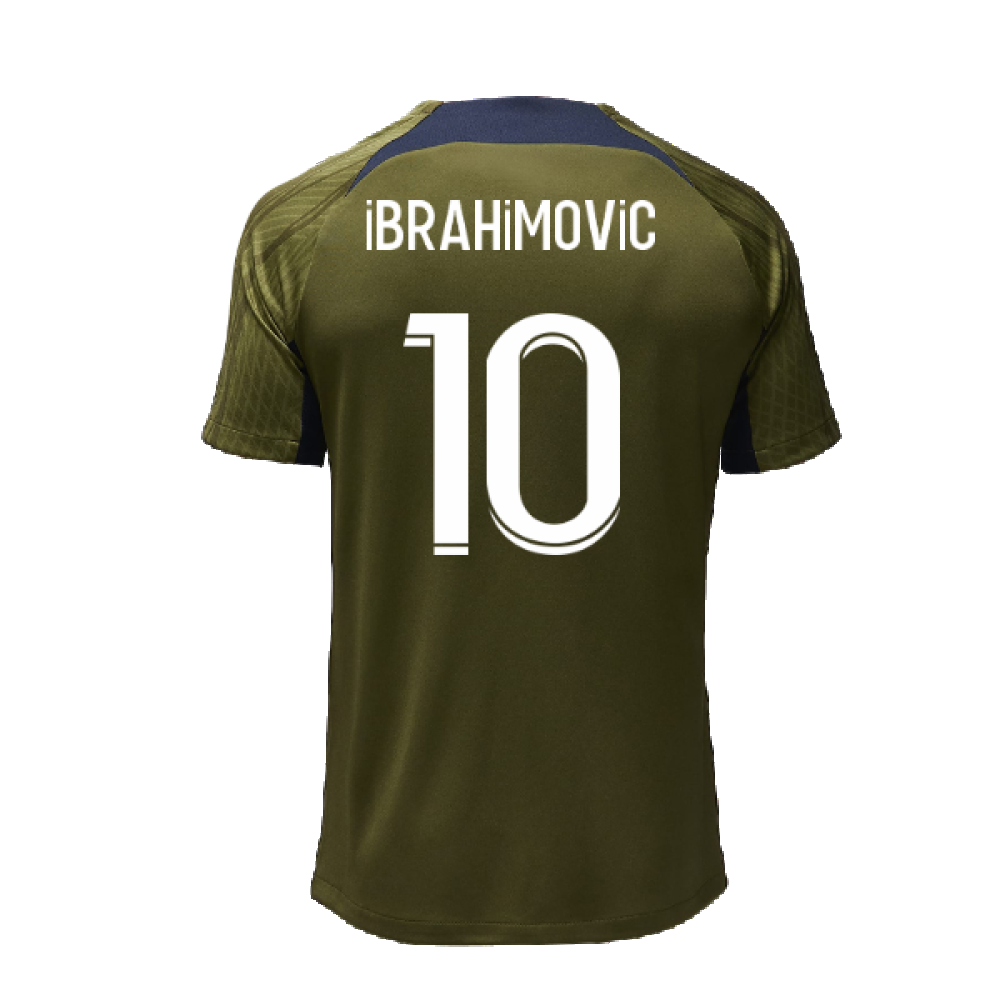 2023-2024 PSG Dri-Fit Strike Fourth Training Shirt (Green Hemp) (Ibrahimovic 10)