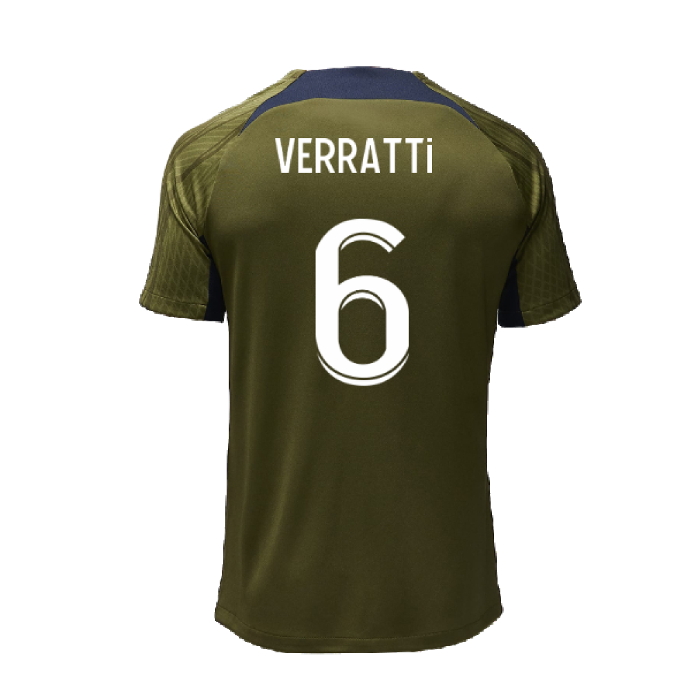 2023-2024 PSG Dri-Fit Strike Fourth Training Shirt (Green Hemp) (Verratti 6)