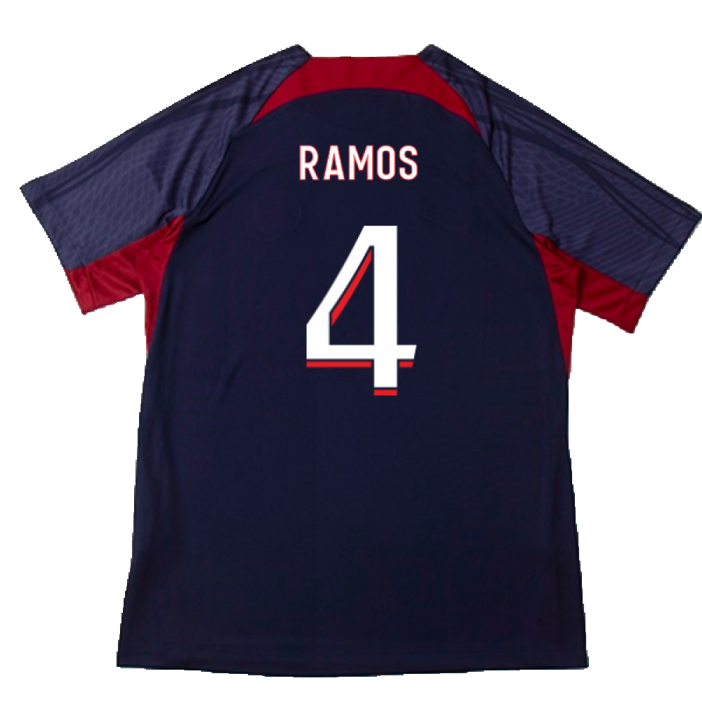 2023-2024 PSG Dri-Fit Strike Training Shirt (Navy) (Sergio Ramos 4)