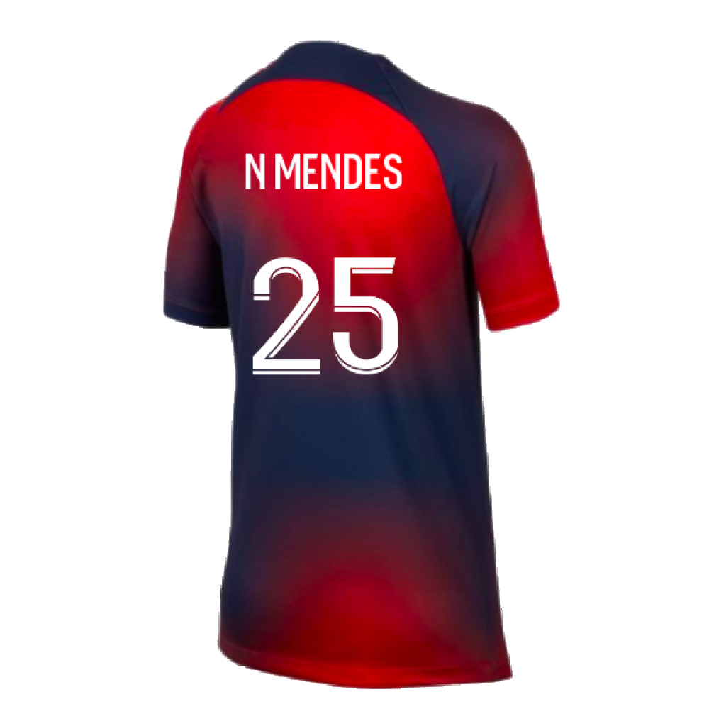 2023-2024 PSG Pre-Match Shirt (Midnight Navy) - Kids (N Mendes 25)