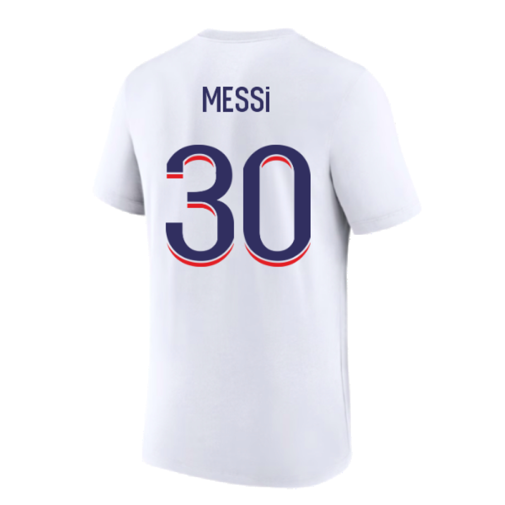 2023-2024 PSG Premium Essentials T-shirt (White) (Messi 30)