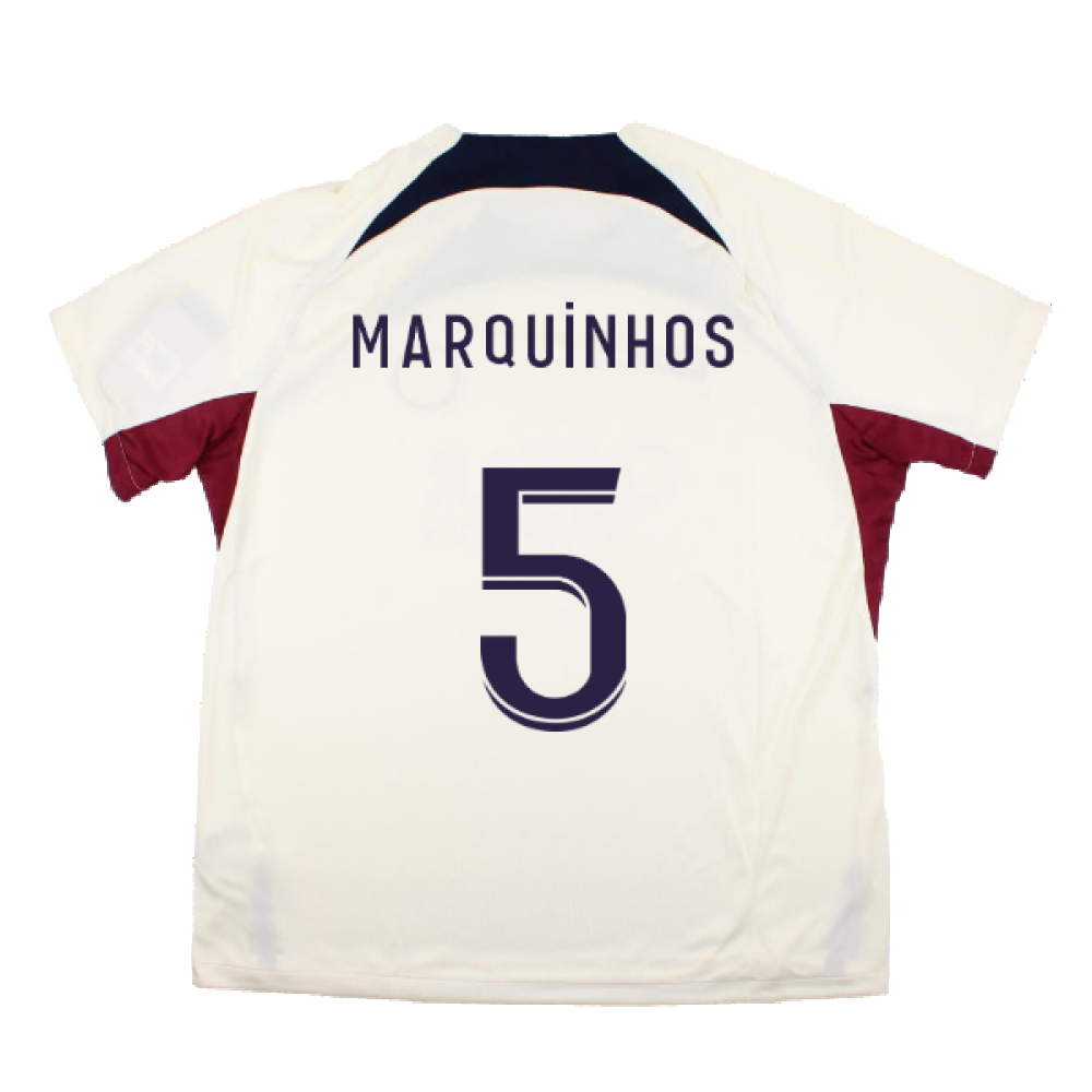 2023-2024 PSG Strike Dri-Fit Training Shirt (Cream) (Marquinhos 5)