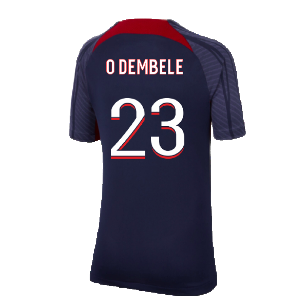 2023-2024 PSG Strike Dri-Fit Training Shirt (Navy) - Kids (O Dembele 10)