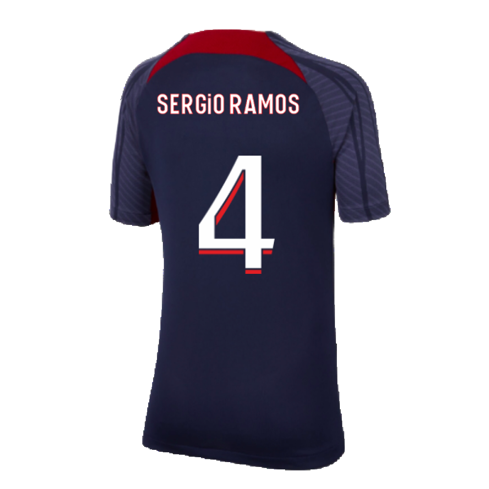 2023-2024 PSG Strike Dri-Fit Training Shirt (Navy) - Kids (Sergio Ramos 4)