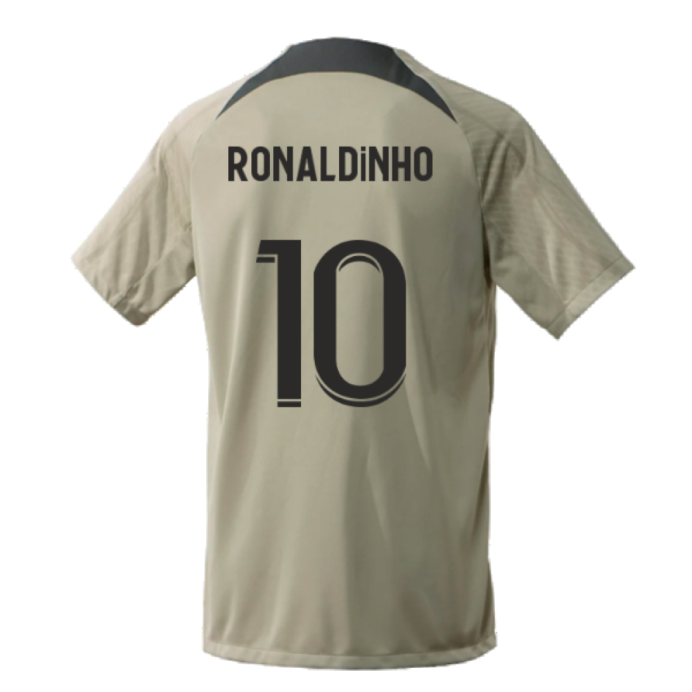 2023-2024 PSG Training Shirt (Stone) (Ronaldinho 10)