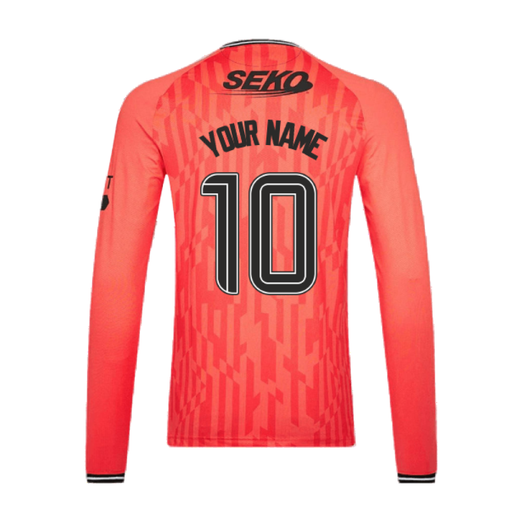 2023-2024 Rangers Away LS Goalkeeper Shirt (Hot Coral) (Your Name)