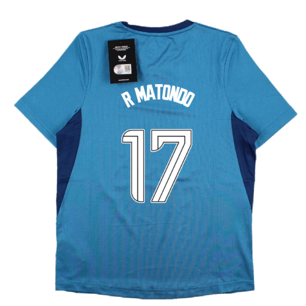 2023-2024 Rangers Players Training Tee (Deep Water) - Kids (R Matondo 17)