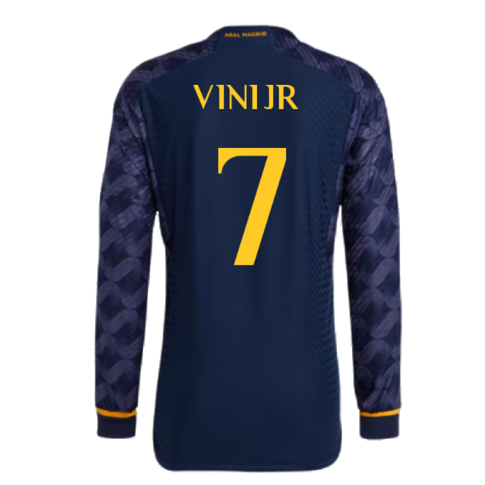 2023-2024 Real Madrid Authentic Long Sleeve Away Shirt (Vini Jr 7)