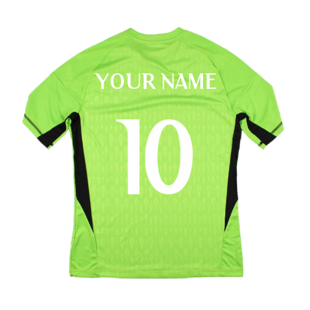 2023-2024 Real Madrid Home Goalkeeper Shirt (Solar Green) - Kids (Your Name)