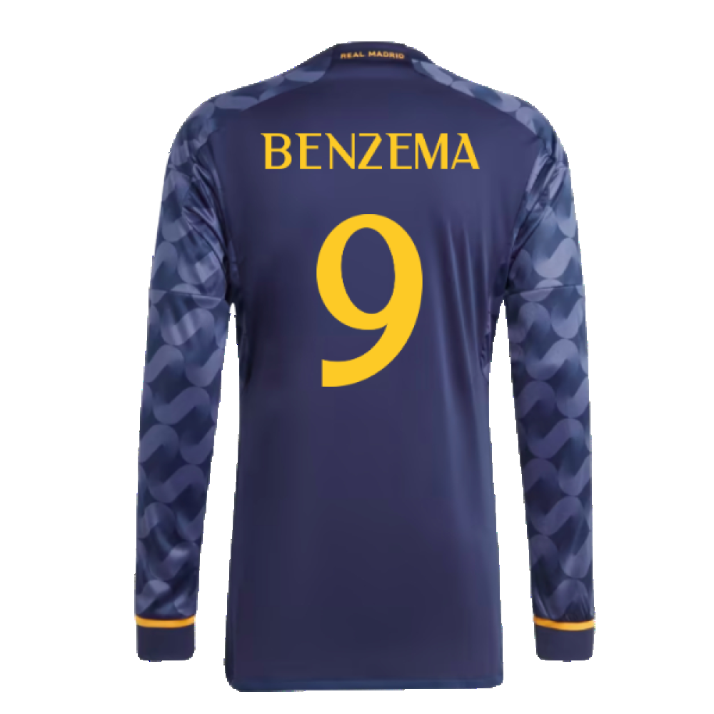 2023-2024 Real Madrid Long Sleeve Away Shirt (Benzema 9)