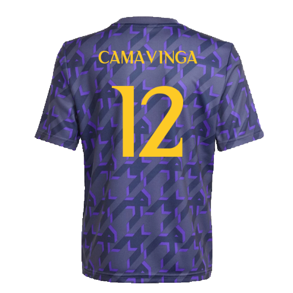 2023-2024 Real Madrid Pre-Match Shirt (Shadow Navy) - Kids (Camavinga 12)