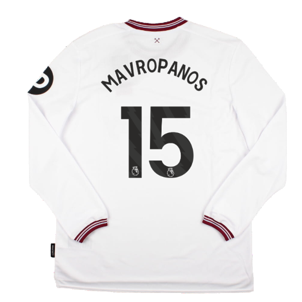 2023-2024 West Ham Long Sleeve Away Shirt (Mavropanos 15)