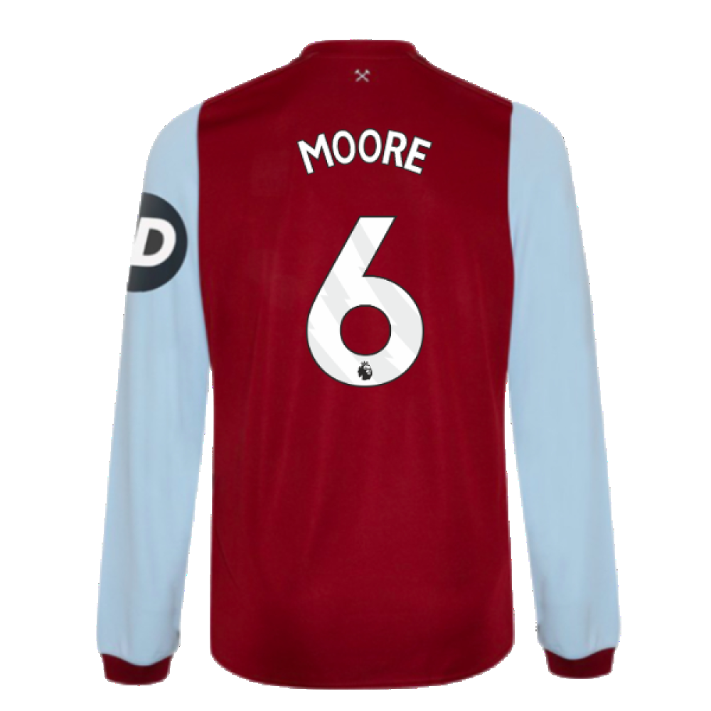 2023-2024 West Ham Long Sleeve Home Shirt (Kids) (MOORE 6)