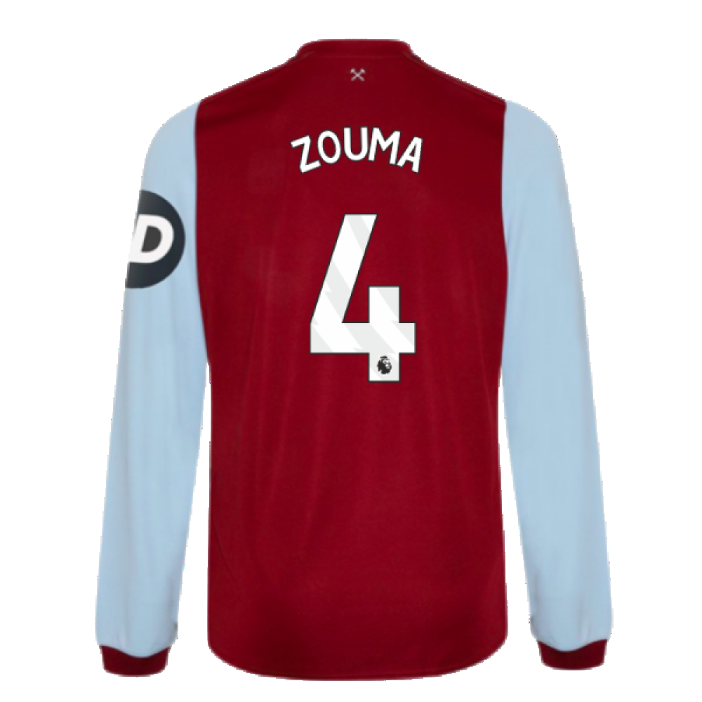 2023-2024 West Ham Long Sleeve Home Shirt (Kids) (ZOUMA 4)