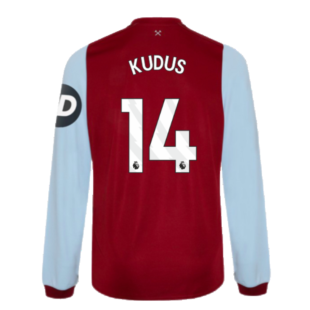 2023-2024 West Ham Long Sleeve Home Shirt (Kudus 14)