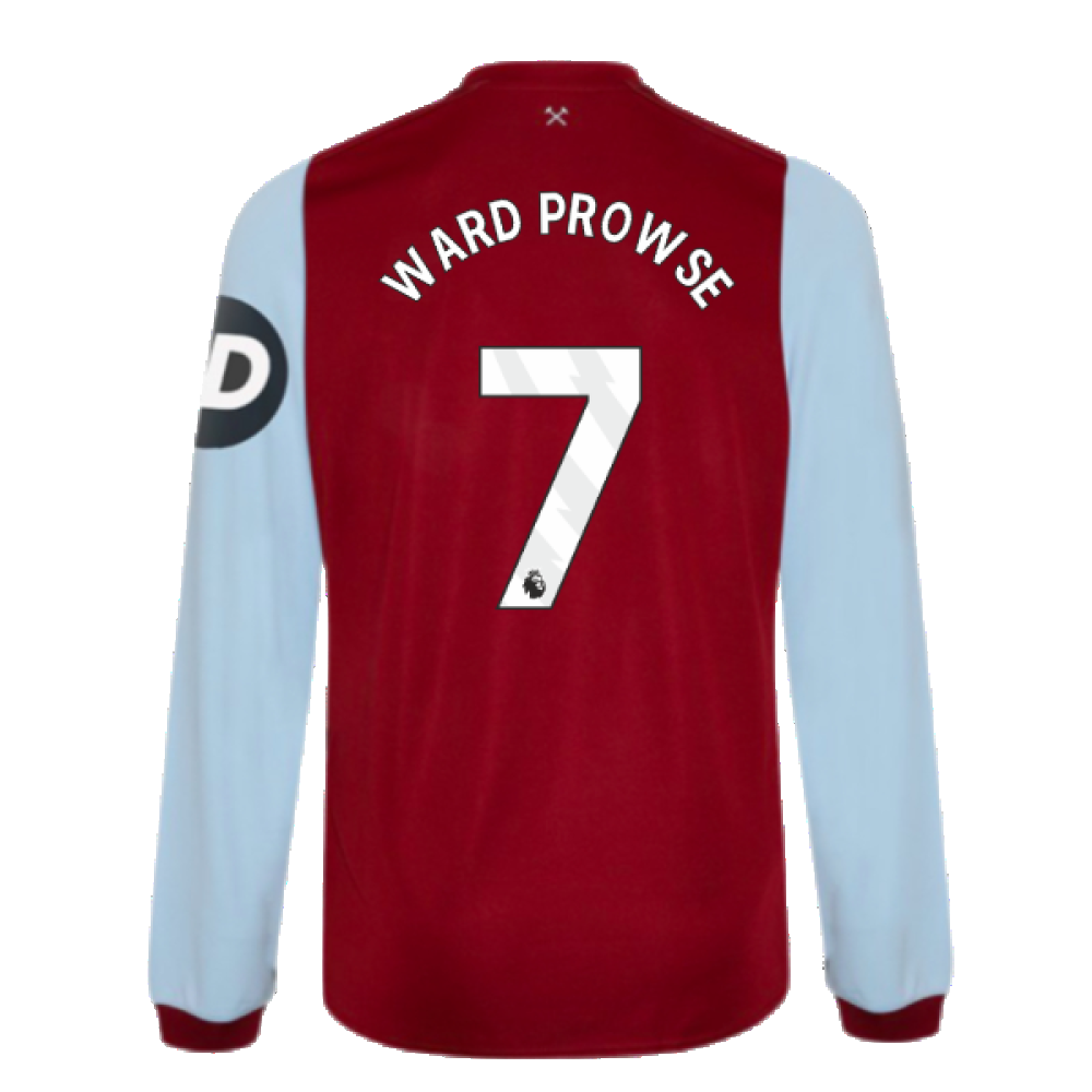 2023-2024 West Ham Long Sleeve Home Shirt (Ward Prowse 7)