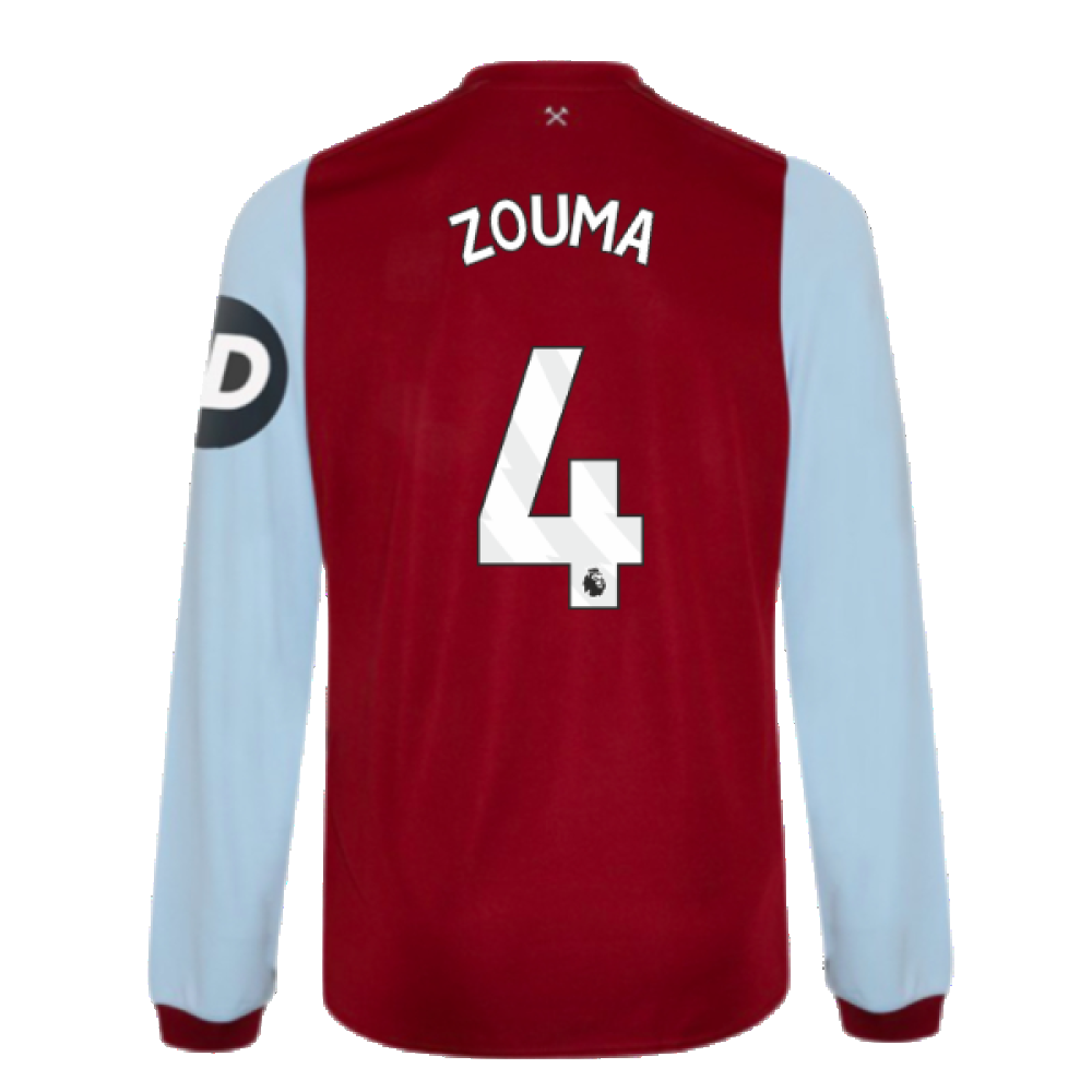 2023-2024 West Ham Long Sleeve Home Shirt (ZOUMA 4)