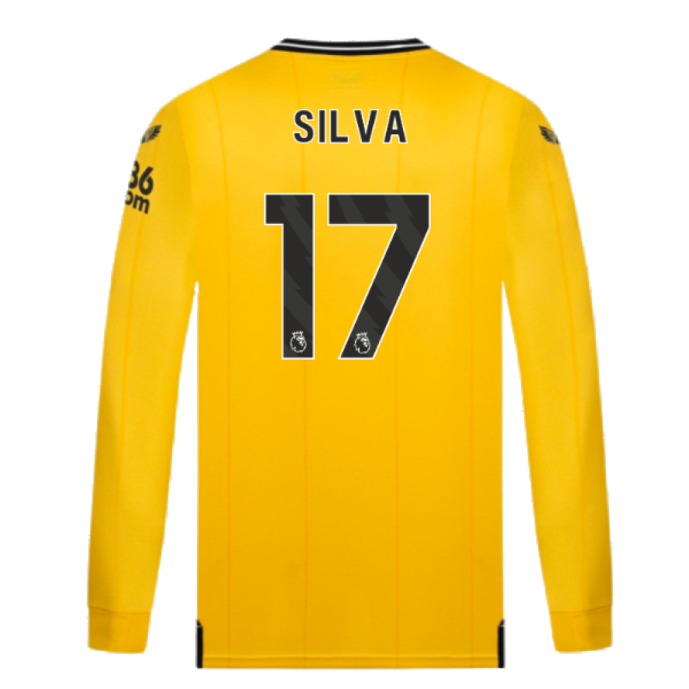 2023-2024 Wolves Long Sleeve Home Shirt (SILVA 17)