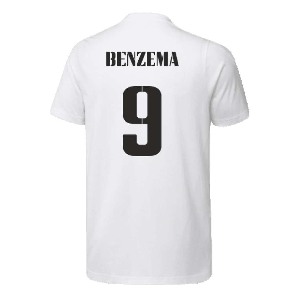 2023 Real Madrid Graphic Tee (White) (BENZEMA 9)