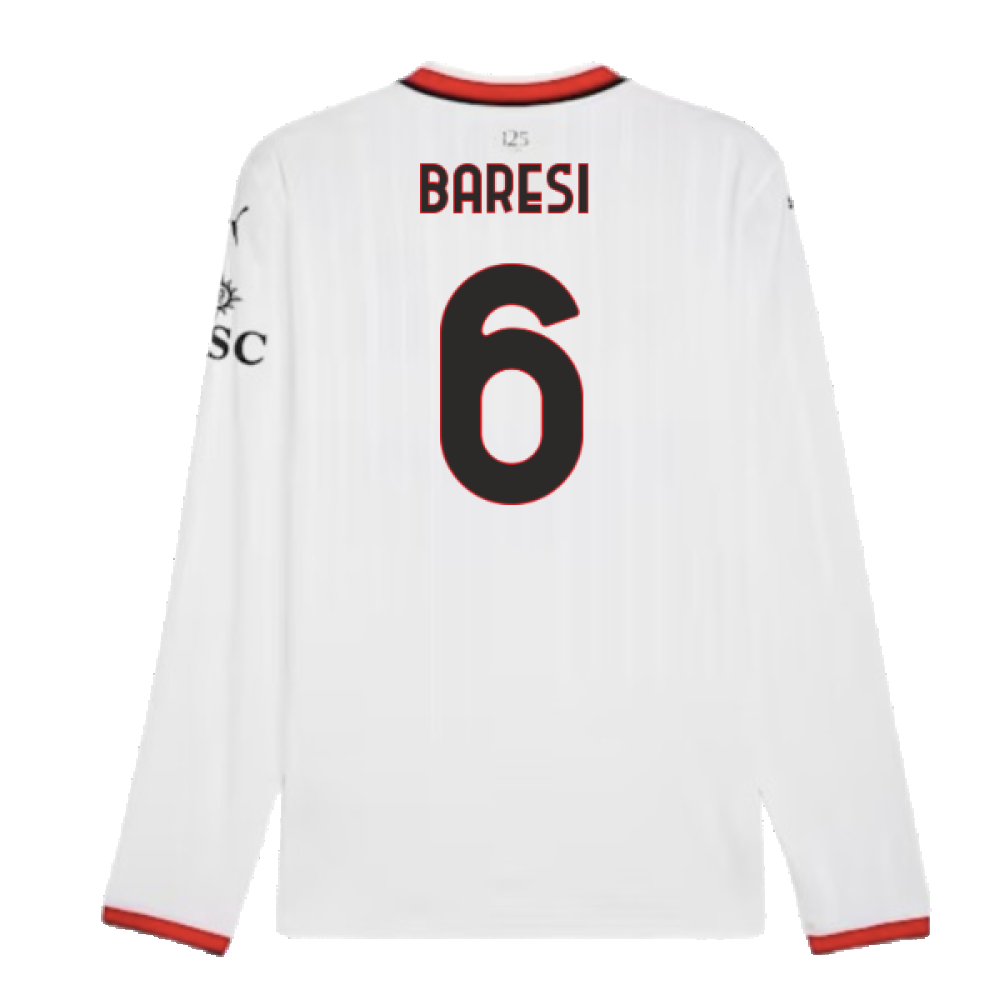 2024-2025 AC Milan Away Long Sleeve Shirt (Baresi 6)