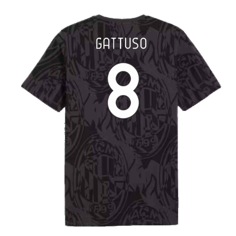 2024-2025 AC Milan ftblCulture Tee AOP (Black) (Gattuso 8)