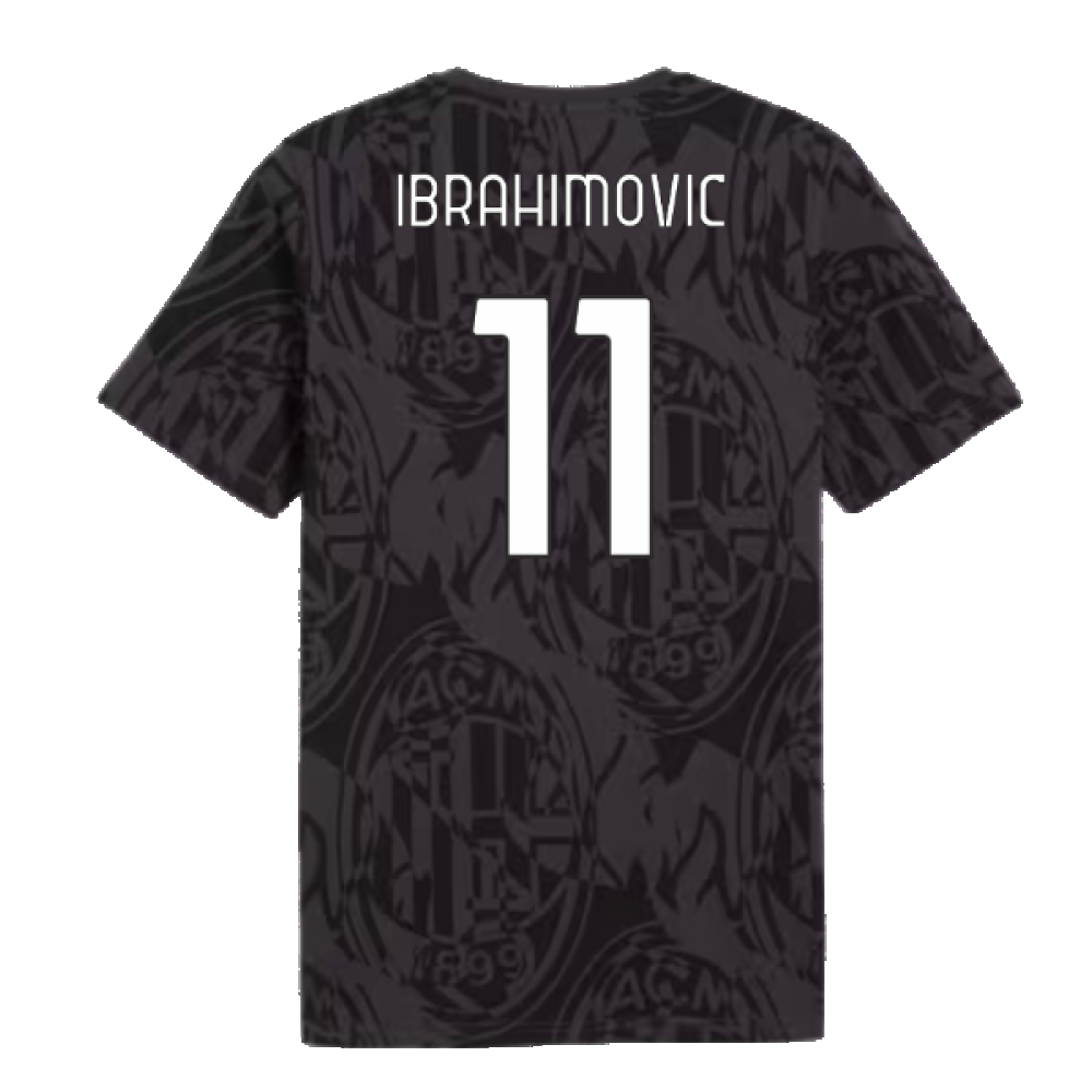 2024-2025 AC Milan ftblCulture Tee AOP (Black) (Ibrahimovic 11)