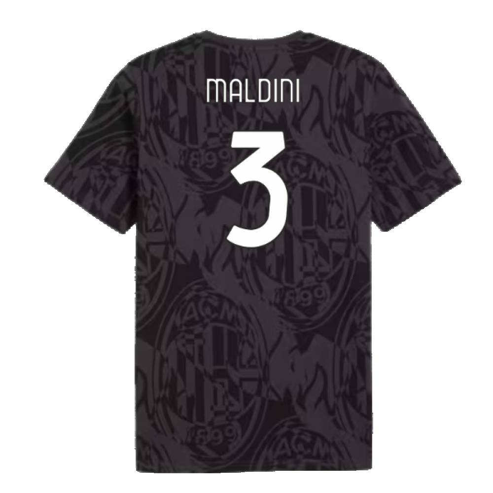 2024-2025 AC Milan ftblCulture Tee AOP (Black) (Maldini 3)