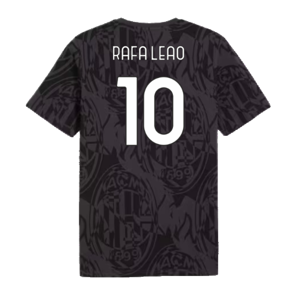 2024-2025 AC Milan ftblCulture Tee AOP (Black) (Rafa Leao 10)