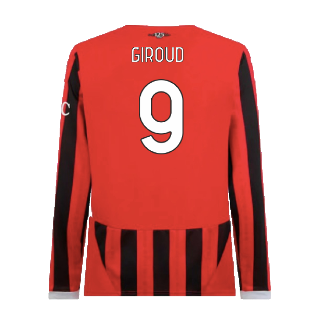 2024-2025 AC Milan Home Long Sleeve Shirt (Giroud 9)