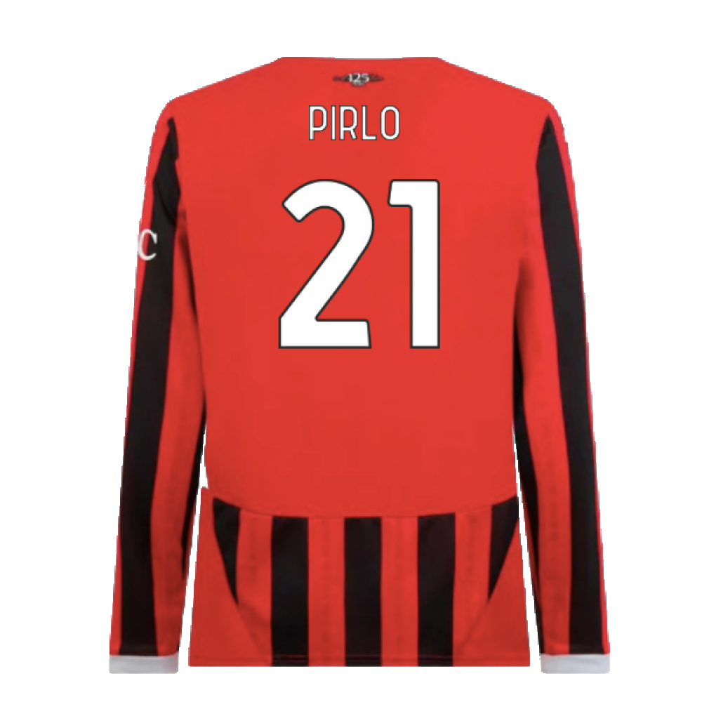 2024-2025 AC Milan Home Long Sleeve Shirt (Pirlo 21)